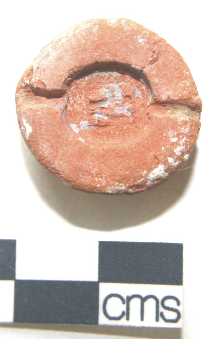 Image for: Pottery amulet mould for wadjet eye amulet