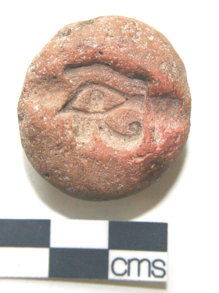 Image for: Pottery amulet mould for a wadjet eye amulet