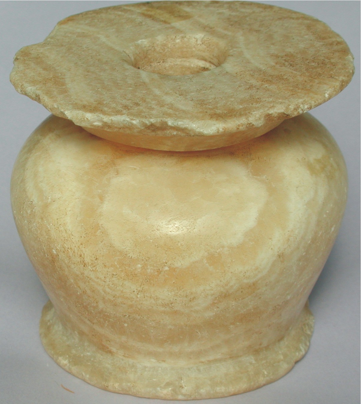 Image for: Travertine vessel with lid